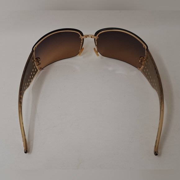 Dior Women's Sunglasses Quadrillee Brown Gold Vintage Y2K OHSR1 71-13-130 - Picture 10 of 16